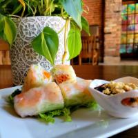 Garden Wraps · Rice paper rolled with vermicelli noodles, lettuce, cucumbers, carrots, Red Pork and Shrimp....