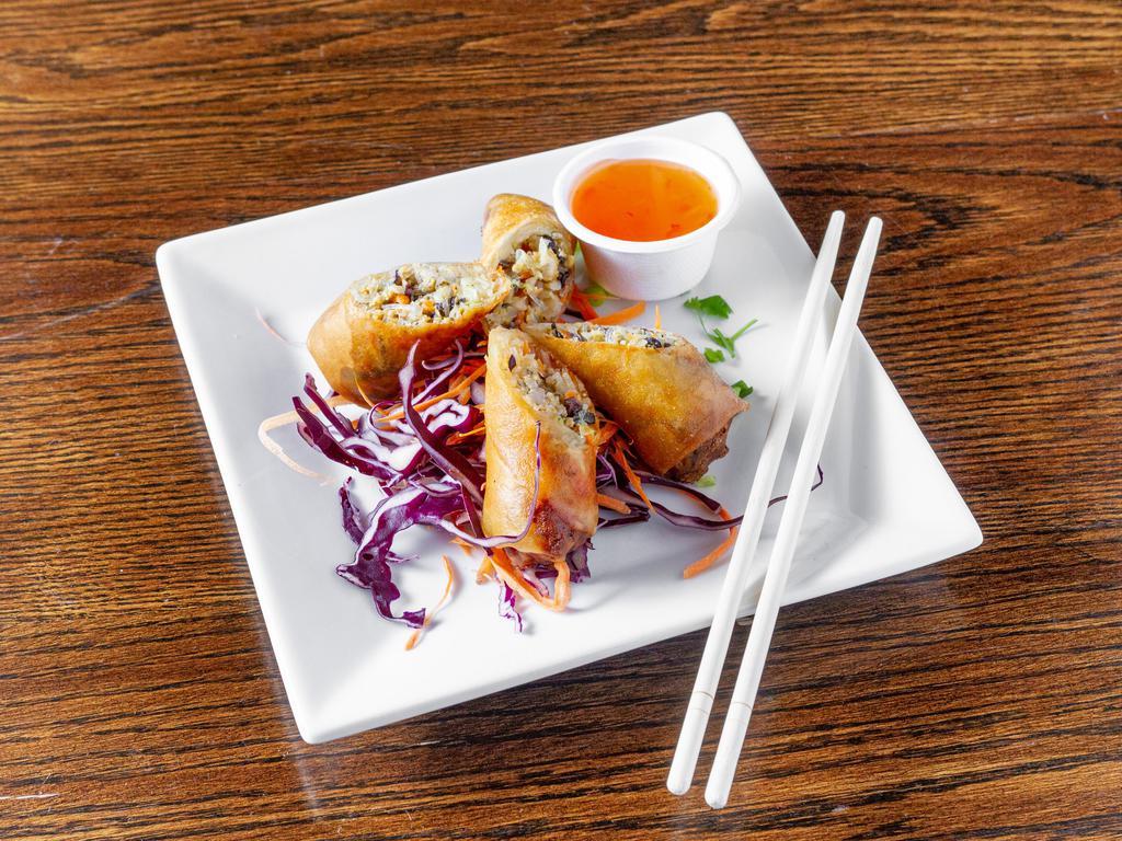 Egg Rolls · Stuffed with shredded cabbage, carrot, vermicelli noodles and pork.
