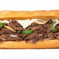 Philly Cheesesteak · Steak, white American, onions, peppers and mushrooms.