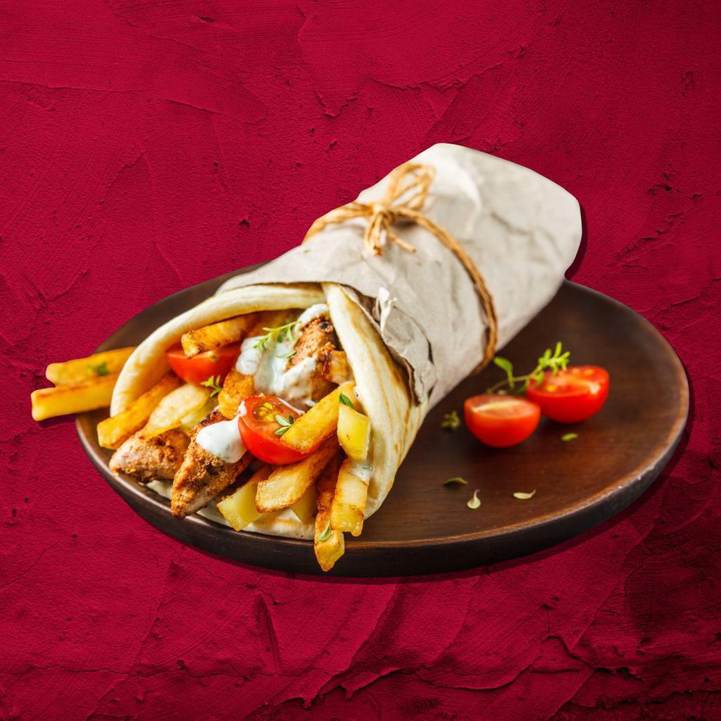 Gyro Special Wrap  · Greek seasoned gyro meat, spinach, tomatoes, cucumbers, black olives, red onions, feta cheese, and tzatziki wrapped to perfection.
