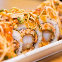 Lunch Special Roll · Crispy shrimp tempura, crabstick, masago, cream cheese covered with our amazing crabstick sa...