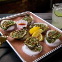Chargrilled Oysters · herb butter, breadcrumbs, parm, char