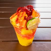 Pina Loca  · Shaved ice, pineapple, chamoy, tamarind candies, chili, and limes. 