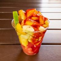 Fruit Cocktail  · Escamocha picosa. Watermelon, pineapple, mango, cucumber, apple, chili, lime, and chamoy. 