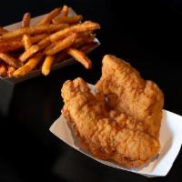 Kid's Chicken Tender Meal · 2 Crispy Chicken Tenders served with your choice of Dipping Sauce, a Small Fry and a Capri Sun