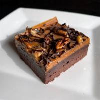 Turtle Brownie · Classic Turtle Brownie with Caramel Drizzle and Toasted Pecans