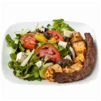 Combo I Salad · One skewer of charbroiled seasoned, ground sirloin (Kubideh), and one skewer of charbroiled ...