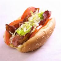 BLT Dog · Applewood Smoked Bacon, lettuce, tomato and mayo.