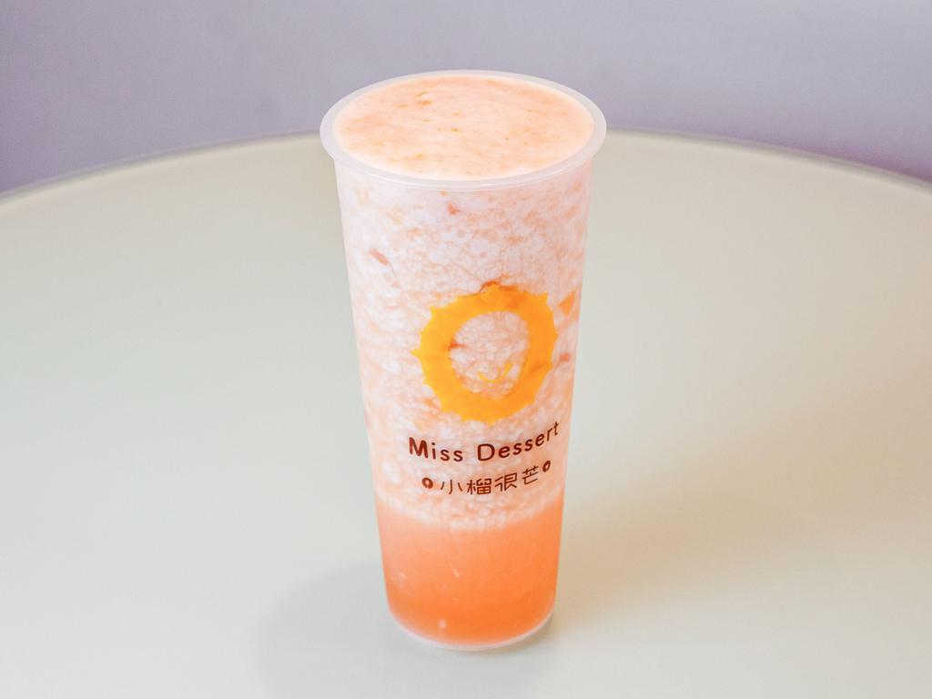 Peach Smash with Crystal Boba · Green Tea and REAL yellow peach slices blended with ice! 
