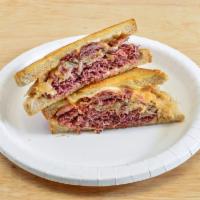 5. Corned Beef Reuben Sandwich · Corned beef, sauerkraut, Swiss cheese, and 1000 Island.

