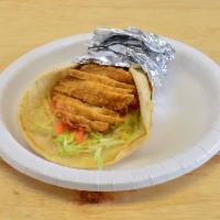 8. Chicken Pita · Fried chicken, lettuce, tomato, American and Swiss cheese, and mayo.
