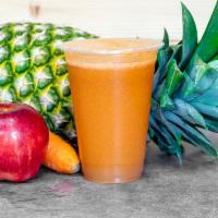 Pineapple Sunrise Juice · Carrot, apple, and pineapple.