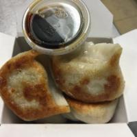108. Pot Sticker · 8 pieces. Pan-fried dumpling with a filling of minced pork and vegetables.