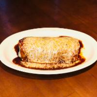 Wet Burrito · Stuffed with beans, cheese, sour cream, tomato, onions and choice of meat.