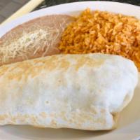 Small Burrito · Served with rice and beans, choice of steak, pork, Mexican sausage, tongue, chicken, ground ...
