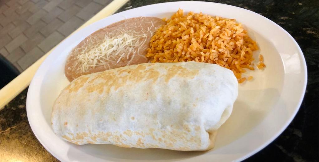 Small Burrito · Served with rice and beans, choice of steak, pork, Mexican sausage, tongue, chicken, ground beef, shredded beef and skin pork.