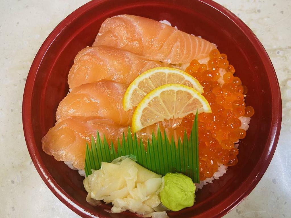 Salmon and Ikura Bowl · Salmon and salmon roe.