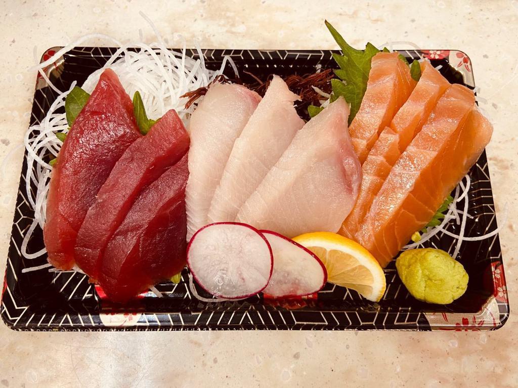 Assorted Sashimi A · 3 pieces each: tuna, yellowtail and salmon