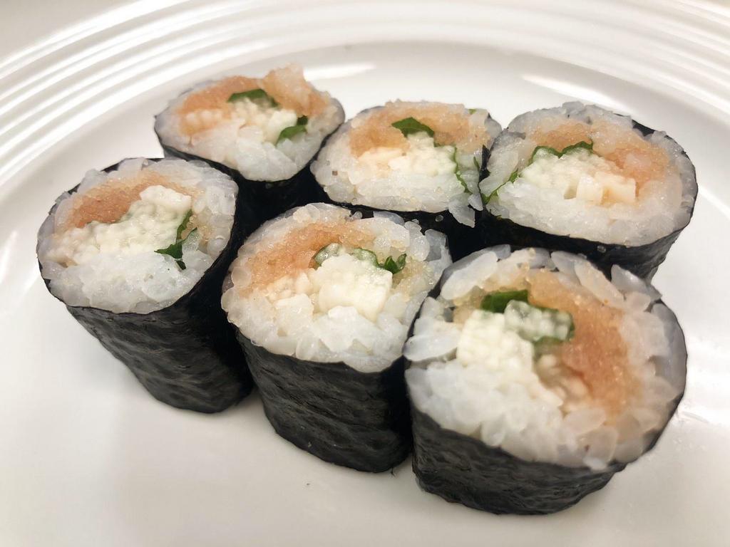 Yam Mentaiko Hosomaki · Yam and spicy cod roe.