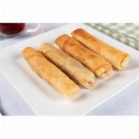 Cheese Borek · Thin flour dough stuffed with a combination of cheeses then deep fried.