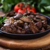 Chicken Liver · Sauteed chicken liver with choice of pomegranate paste and garlic or lemon and garlic.