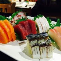 Sashimi Deluxe · Royal Stix recommends. 18 pieces of chefs choice assortment of fresh fish. Gluten free.