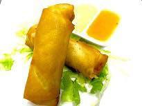Vegetarian Spring Rolls Lunch · Fried spring rolls stuffed with vegetables, served with homemade dipping sauces.