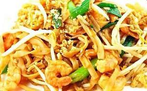 Pad Thai Noodles · Thai. Thai rice noodles stir fried with egg, broccoli, bean sprouts, onions and ground peanu...