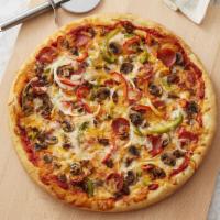 Large Supreme Pizza · Cheese, pepperoni, mushrooms, ham, green peppers and onions.