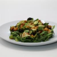 Roasted Cauliflower & Broccoli Salad · Roasted broccoli & cauliflower, arugula, avocado, chili-peanuts, lemon-miso vinaigrette.
