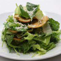 Classic(Romaine Lettuce) and Kale Ceasar Salad · Shaved parmesan croutons, grated parmesan reggiano cheese, creamy garlic dressing. Classic i...