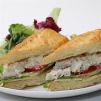 Herbed Chicken Salad Sandwich · Served with mixed greens. All natural chicken breast salad, onion, celery, herbed mayonnaise...