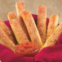 Breadsticks · 8 oven baked bread sticks brushed with a seasoned garlic sauce and sprinkled with imported P...