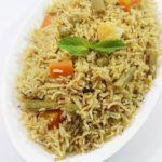 64. Mixed Vegetable Biryani · Fresh mixed vegetables cooked in basmati rice and spices and herbs.