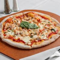 Seafood Pizza  · Calamari, clams, shrimp, scallops, fresh mozzarella, tomato sauce.