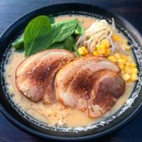 Miso Ramen · OG pork broth with red miso, spinach, bean sprouts, sweet corn with pork cha-shu or grilled ...