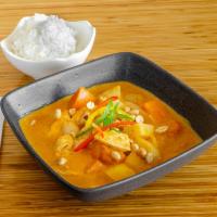 Massaman Curry · Thai massaman curry paste with sweet potatoes, potatoes, onion, roasted peanuts, and coconut...