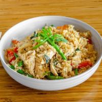 Basil Fried Rice · Basil sauce, green beans, onion, red bell pepper, and basil.