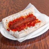 Italian Sausage Sandwich · Served on French Bread with Au Jus or Marinara Sauce.
Your Choice Of Sweet Peppers or Hot Gi...