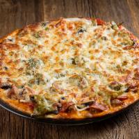 Classic Combo Specialty Pizza · Gourmet Italian sausage, pepperoni, mushroom, onion, green pepper, and black olives.