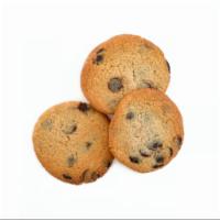 Keto Chocolate Chip Cookie (3 pcs) · Calories:165 I Fat:16g I Protein:4g I Net Carbs:2g -per cookie- (Gluten Free) *Contains nuts!