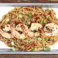 Tallarin Dulce · Shrimp, rice noodles, beer eel reduction, togarashi


