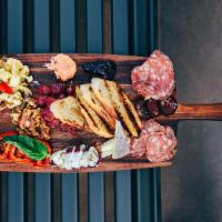 Fattoria Platto · House made salami and sausages, Italian cheeses, nuts, pickled vegetable, grilled bread and ...