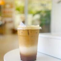 Dirty Chai Latte · This drink is made with regular Chai latte with double espresso shot on top. 
