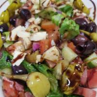 Antipasto Salad · Fontinella cheese, capicola, imported salami, pepperoncinis, black olives, tomatoes, cucumbe...