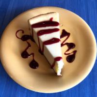 NY Style Cheesecake with Raspberry Topping · 