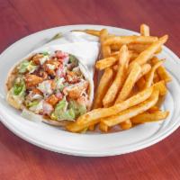 Hani Specialty Pita Lunch  · Chicken tenders, lettuce, tomato and mayo mixed and Swiss and American cheese.