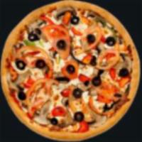 Supreme Pizza · Mozzarella cheese, pepperoni, mushrooms, green peppers, caramelized onions, Italian sausage ...