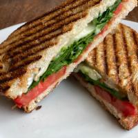 Florentine Grilled Cheese‎‎ Sandwich · Double creme brie, fresh spinach, ripened tomato.