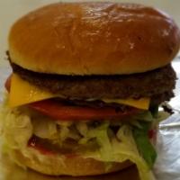 1/3 lb Cheeseburger · ketchup,mustard,pickles,onions,lettuce,and tomato